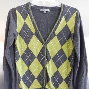 Forever 21 Green & Grey Argyle Cardigan
